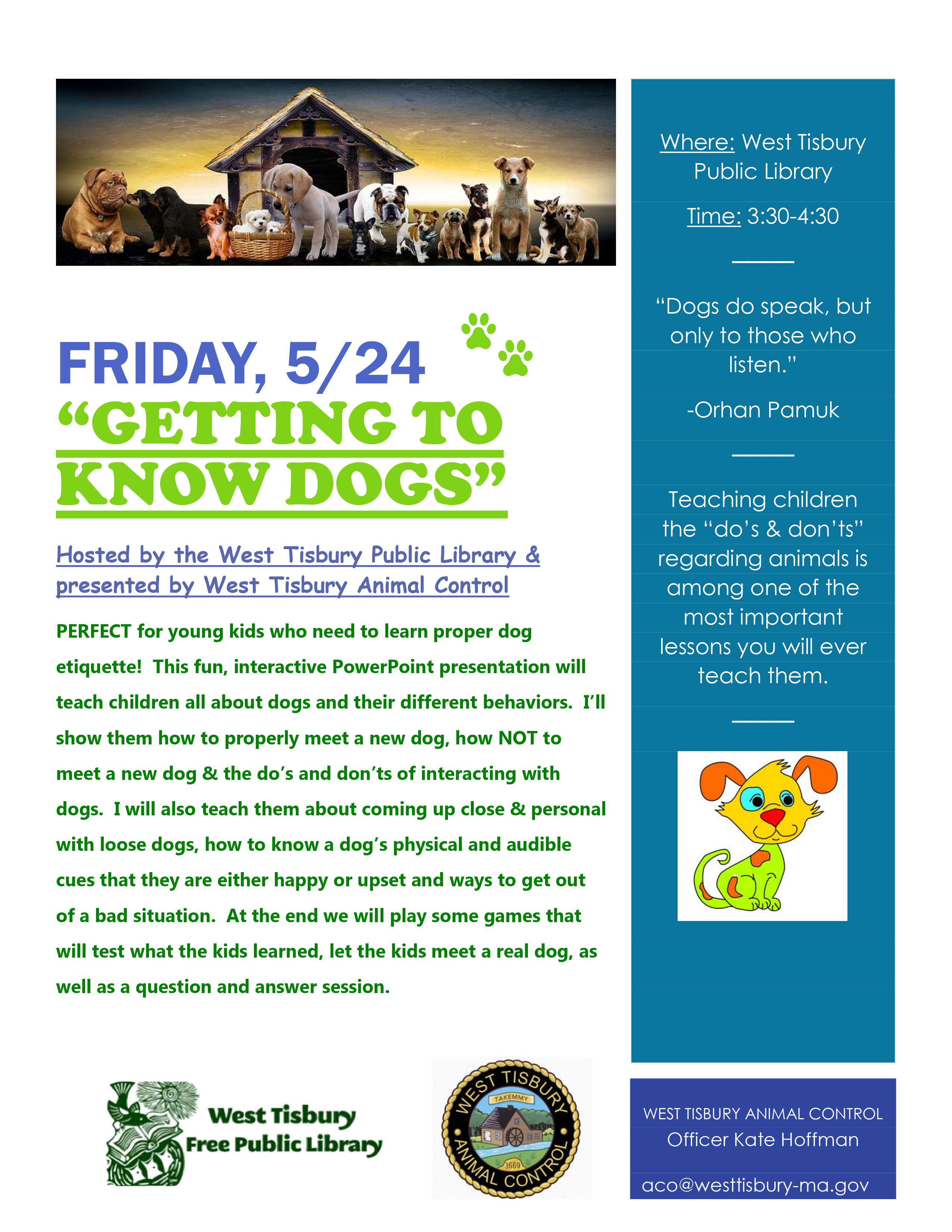 Getting to Know Dogs by West Tisbury Animal Control
